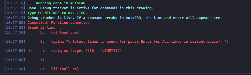 Runtime error written to the BoneVLIDE output panel